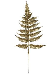 Gold Glittered Leather Fern Spray, 14 Inches (Lot of 1 Bunch - 12 Pcs. Per Bunch) SALE ITEM